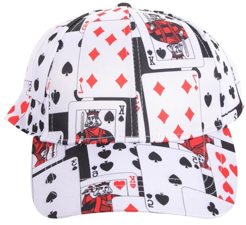 SAFIGLE Poker Baseballkappe Unisex Mit Pokerkartenmuster Atmungsaktive Baseballmütze Mit Verstellbarem Riemen Für Outdoor-Aktivitäten Street Fashion Und Alltägliche Looks