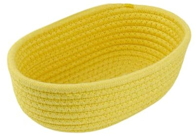 Aufbewahrungskorb Geflochten Baumwollseil, Korb Aufbewahrung Körbchen Wickeltisch Organizer, Stapelbare Speicher Storage Basket für Kinderzimmer Wohnzimmer Bad (Gelb)