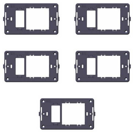 CONFEZIONE DA 5 SUPPORTI A 2 MODULI SINGOLO E SCHUKO UNEL, PER CASSETTA SCATOLA 503, PER PLACCA A 2 POSTI, COMPATIBILE CON BTICINO MAGIC, SERIE TONDO', SERIE CIVILE, MASCHERINA