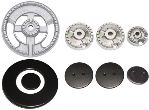 Franza Kit 4 bruciatori sostitutivi per Whirlpool completi di piattelli spartifiamma Opachi 3 fuochi + tripla corona per cucina piano cottura 4 fuochi - Made in Italy - WR10/C - Prodotto originale
