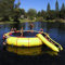 Trampoline gonflable avec toboggan – 1,5 m à 6,1 m – Transat flottant rond pour piscine et lac – Plateforme de sports nautiques pour enfants et adultes