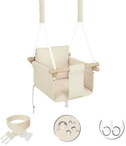 MAMOI® Altalena sospesa per bambini per casa e giardino impermeabile codura, corda in polipropilene laccata, morbida altalena per bambini per interni ed esterni
