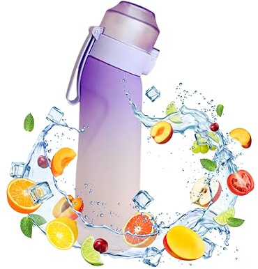 Water Bottle with 7 Flavour Pods, 650ML New Fruit Scented Water Bottle With 7 Flavour Pods, Starter Set 0 Sugar Calorie Water Cup BPA Free &Leak Proof for Gym Sports Outdoor(Purple)
