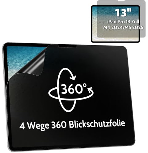 Mamol 360° Sichtschutz mit iPad Pro 13 Zoll 8./7. Gen.(M5/M4, 2025/2024), 4-Wege Blickschutzfolie Selbstklebend Anti Blaulicht Blendschutz Displayschutz Privacy Screen