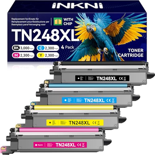 TN248XL MFC-L3760CDW Toner TN-248XL TN248 MFC-L3740CDW DCP-L3520CDWE 4Pack | Kompatible für MFC-L3760CDW HL-L3220CWE MFC-L3740CDWE DCP-L3520CDWE DCP-L3560CDW MFC-L3740CDW, Schwarz Cyan Magenta Gelb