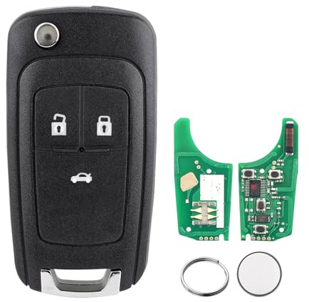 HYMOLKYE 433MHz 3 Button Car Remote Key Fob Replacement for Opel Vauxhall Astra J Insignia Corsa E Zafira C Mokka Cascade Flip Key Shell with PCB Board 46chip