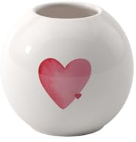 Villeroy & Boch Like. by with Love Vase, Maße: ca. 9,5 x 9,5 x 8,5cm, Weiß mit rotem Aquarelldekor, Spülmaschinenfest, Herzmotiv, Dekorative kleine Vase, Premium Porzellan