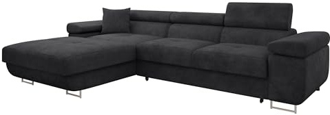 Mirjan24 Ecksofa Torezio Mini mit Bettkasten, Einstellbare Kopfstützen, Bequeme Polsterung, Eckcouch mit Schlaffunktion für Wohnzimmer L-Form Couch mit Bettfunktion (Margo 227.09, Seite: Links)