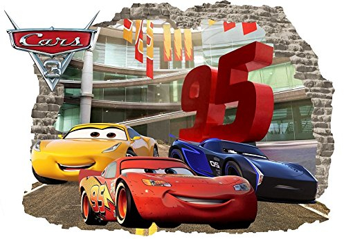 INFANS Wand Kinder Aufkleber Auto 3D Aufkleber Decor Disney Cars Raum Hot Großhandel von Crafts Lehrer Viel Geburtstag Vinyl Aufkleber Wandbild McQueen Größe 57 cm x 80 cm