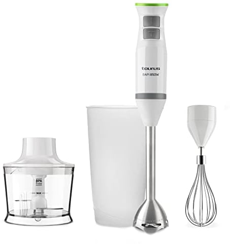 Taurus Bapi 850 Plus Inox - Batidora de Mano, 850 W, Bate y Pica Hiello, Agarre Ergonómico