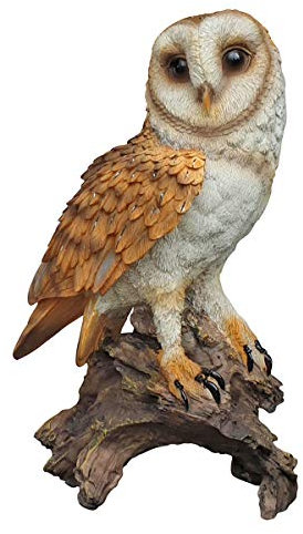 Fachhandel Plus Dekofigur Eule auf Baumstamm Tierfigur Uhu Gartenfigur Greifvogel Vogeldeko