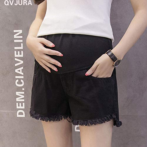 Pantalon De Maternité Lâche Soutien Ventre Femmes Enceintes Jeans Shorts Mode Femmes Enceintes Leggings été,Black-XL