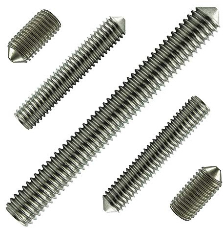 M10x16 mm (50 Stück) Madenschrauben - Edelstahl VA A2 V2A - Gewindestift mit Innensechskant und Spitze - DIN 914 - ISO 4027 | AGBERG