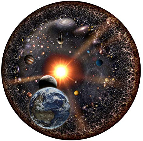 1000 Teile Puzzle, Universum Sonnensystem Planet mit Sonne Erde Jupiter Venus Saturn Mond Mars Uranus Neptun Schwarzes Loch Stern, Kinder Erwachsenen Spiel Spielzeug Rundes Papier (67,6 * 67,6 cm)