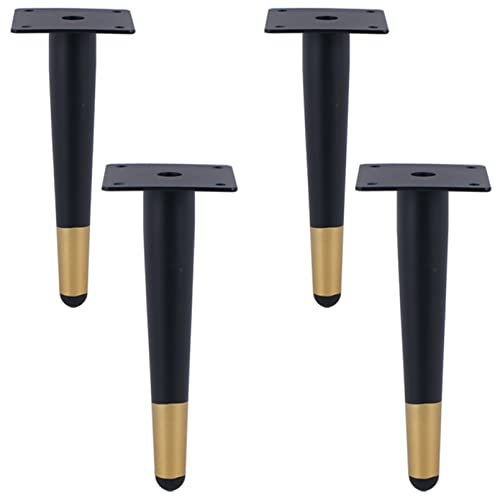 CWYP-038 Pieds de Meubles Noir Doré Pied Table Metal Fer | Finition Galvanoplastie | 10-55 cm Pieds Meuble Cuisine TV Commode Pieds pour Meuble de Salle de Bain Coniques Socles,Lot de 4 (40cm,Droit)