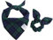E-Clover Spring Hundehalstücher für Jungen und passendes Haargummi-Set, kariert, Halstuch für mittelgroße und große Hunde, Haustier-Bandana, Besitzer, Geschenk, Blau / Grün