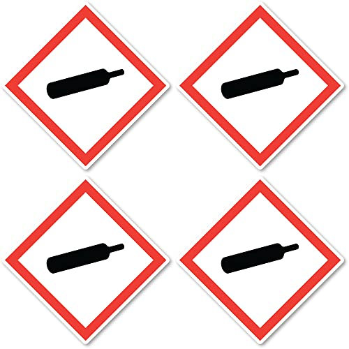 Gasflasche, Gefahrensymbol: UN/GHS-Gefahrenpiktogramm - Aufkleber: 7.5 cm, 4 Stück
