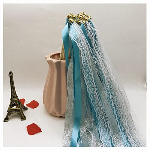 Egurs Lot de 30 baguettes magiques avec cloches à ruban pour mariage, Noël, anniversaire, fête, bleu