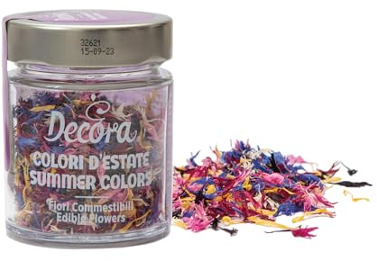 DECORA, 0201012 Couleurs d'été, Fleurs comestibles, Mélange de fleurs comestibles, Idéal pour décorer tous types de préparations culinaires, Convient aux plats sucrés et salés, Emballage de 2 grammes.