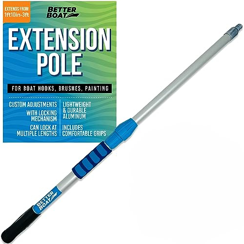 Extension Pole, Telescoping Rod, 1.8 to 3 ft Extendable Deck Brush Handle | Boat Hook, Painter's Stick, 3/4 Universal End, Twist Lock, for Paint Rollers, Mops, and Long Reach Tasks