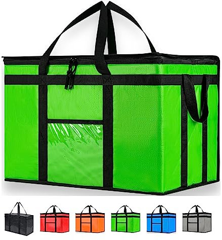 NZ home Durable 3XL PRO Insulated Cooler Bag and Food Warmer for Delivery & Grocery Shopping with Zippered Top, Green Commercial Grade (1 Pack)