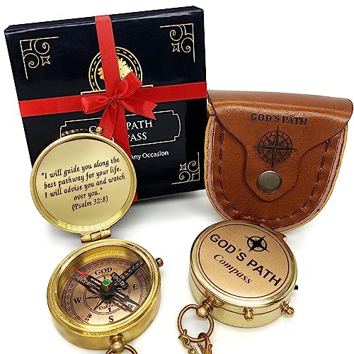 God's Path Kompass – religiöse Geschenke für Männer, Taufgeschenk für Teenager, Jungen, christlich, katholisch, Kommunion, Konfirmation, Abschlussfeier, sentimentales und inspirierendes Geschenk –
