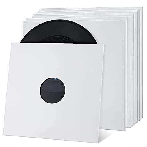 Facmogu 10PCS 12in Vinyl Record Jackets,Thickened 350gsm Cardboard Record Sleeves LP Jacket Covers, LP Vinyl Cover Album Jackets, Acid Free Archival Album Sleeves for 33 RPM Collection Storage - White