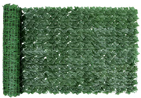 SUNJULY Artificial Ivy Privacy Fence Screen, Expandable Artificial Hedges Fence and Faux Ivy, Garden Privacy Screening Wall Panel Vine Leaf Decoration, UV Resistant (1M*3M)