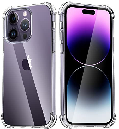 Migeec Case for iPhone 14 Pro Clear Protective TPU Cover with Raised Camera Protection, Shock-Absorbent Corners, Slim Fit Phone Case Transparent Design