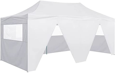 Profi-Partyzelt Faltbar mit 4 Seitenwänden, MOONAIRY Party Zelt, Pavillon, Faltpavillon, Garagenzelt, Gartenzelt, 3×6m Stahl Weiß