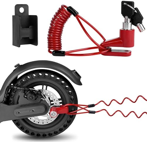 Ainiv Bremsscheibenschloss, Scheibenbremsschloss für Elektro-Roller-Diebstahl, Stahldraht Schloss Scheibenbremse Radschloss Set für Xiaomi M365/PRO, Elektroroller Räder Spinder mit Erinnerungsseil