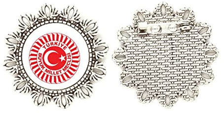 Türkei Asien National Emblem Silber Blume Brosche Haken Pin Brustnadel, M
