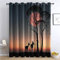 TAKUAN Sonnenuntergang Vorhänge Verdunklung svorhänge mit Muster Baum-Tier, Vorhang Blickdicht mit Ösen Gardinen Wohnzimmer Schlafzimmer Kinderzimmer Dekoration 2er Set-160 x 132 (H X B)