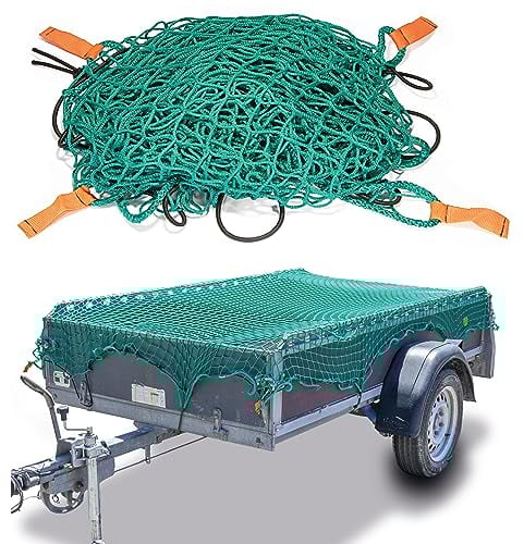 CargoVA® Intelligentes Anhängernetz 2x2M [DEKRA Geprüft] - Pritschennetz mit Gummiseil und Eckenmarkierung - zur perfekten Ladungssicherung