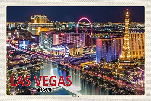 mrdeco Metall Schild 20x30cm gewölbt Las Vegas USA The Strip Casinos Hotel Deko Blechschild Tin Sign