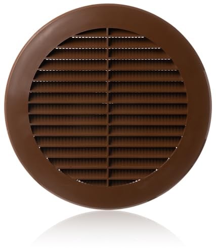 150mm Griglia Ventilazione in Plastica ABS Marrone con Zanzariera - Griglie Aerazione Rotonde