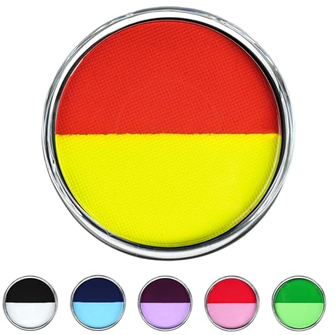 LOPHE Water Color Schminke, 30g Farbabstimmung Bodypainting Farben Schminke Kinder, Waschbar Theaterschminke Körperfarbe, Gesichtsfarbe Kinderschminke für Make up Karneval & Halloween (gelb+orange)