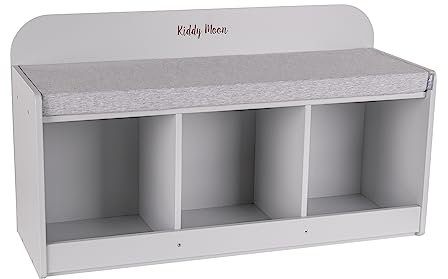 KiddyMoon Sitzbank Mit Sitzfläche Für Kinder Multifunktional Kindermöbel Zum Sitzen Aufbewahrung Spielzeug Kind, Grau/Hellgrau
