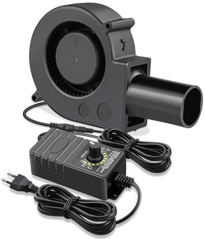 GDSTIME Radial Lüfter 230V 97mm x 33mm Radiallüfter Dual Kugellager Gebläse Lüfter 220V 4V-12V Einstellbar Geschwindigkeit Kontrolle für BBQ Aufblasbar Kamin Kühlung Belüftung