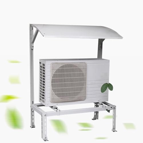 Soporte Aire Acondicionado Exterior, Estante a Prueba con Cubierta de Lluvia de Ca, Soporte de Montaje en Suelo Mini Split para Unidad de Aire Acondicionado Exterior