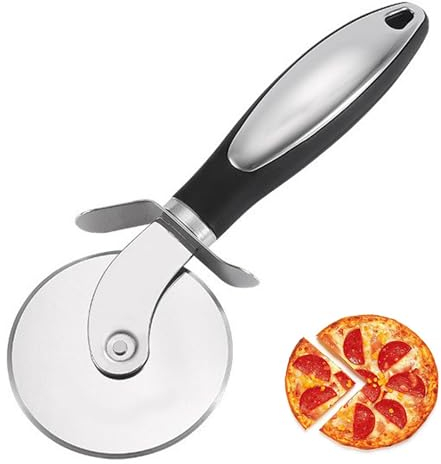 Jinpojun Pizza Cutter, Stainless Steel Pizza Cutter Wheel, Pizza Slicer with Non-Slip Ergonomic Handle, Smooth Rotating, Professional Pizza Knife 7.6CM