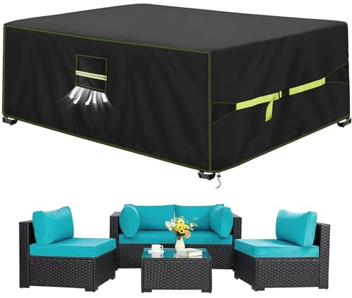 VDISRR Housses pour Mobilier de Jardin, 420D Oxford Tissu Housse Salon de Jardin Exterieur 250x210x90cm Bache De Protection avec Grilles D’aération imperméable, Coupe-Vent, Anti-UV, Indéchirable