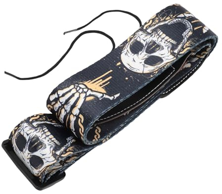 BAOFUYA Gitarrengurt, Cooles Skelett Design, Breiter Polyester Gitarrengurt, Akustikgitarrengurt für Klassische E Bass Akustikgitarren