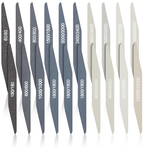 Honoson 20 Stück Schleifstäbe für Kunststoff Modelle Polieren Sortiert Metall und Holz Polierstäbe Modellbau Werkzeug Mini Finger Schleifer(Niedrige und Hohe Körnung,Doppelter Winkel)(196)