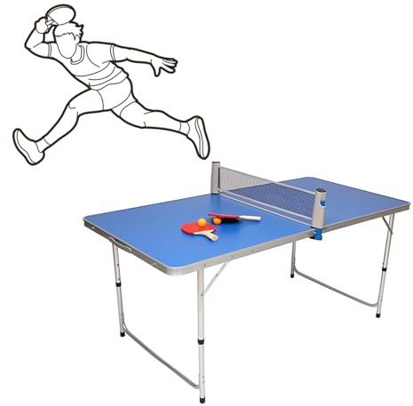 STMKB Tischtennisplatte, Tragbares Tischtennis-Spielset Für Drinnen Und Draußen Mit Netz, Tischhöhe Verstellbar 55/60/70 cm, Maximale Tragfähigkeit 150 Kg