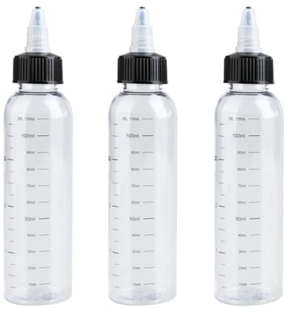 Thyonta 3PCS 120ml Squeeze Oil Applicator Bottle Paint Mixing Colour Graduated Bottle with Spout for Hair Salons and Parlours