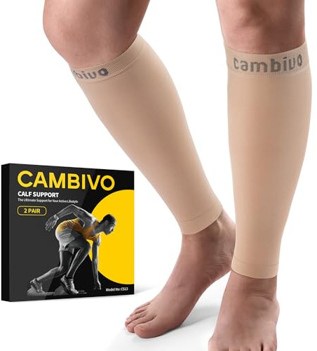 CAMBIVO Wadenbandage, Waden Kompression 2 Paar,Kompressionsstrümpfe Damen Herrn, Stützstrümpfe für Sport, Fussball, Laufen,Schwellung, Erholung