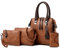 EAJORN Elegante 4-in-1 Vintage PU Leder Satchel Top Griff Tasche Handtasche Set mit Quasten Anhänger und Schultergurt für Frauen
