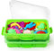 Lot de 2 bacs à sable Sensory Bin avec couvercle et poignée - Portable - Pour enfants - Plateau d'activité en plastique pour les tout-petits - Vert
