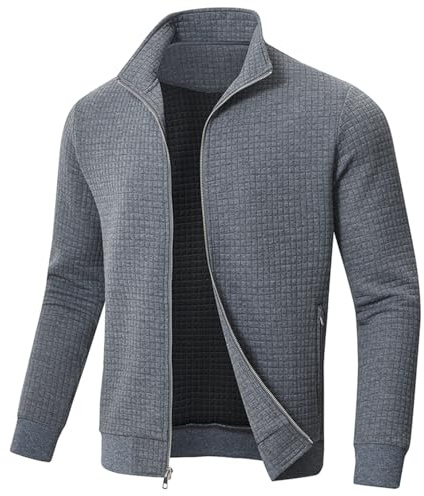 Huayuzh Jacke Herren übergangsjacke Winter Karierten Jacquard Alltag Freizeit Leicht Jacken mit Reißverschlusstasche